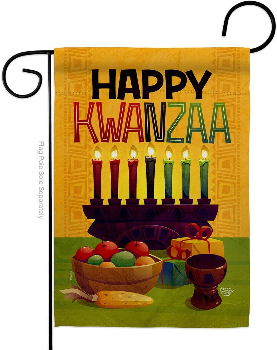 Harvest Kwanzaa Garden Flag Black History Kinara Candles Celebrates African Americans Heritage House Decoration Banner Small Yard Gift Double-Sided, Made in USA