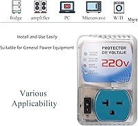 Vista 5 de Protector de sobretensiones para electrodomésticos, 220 V, 20 A, 1440 W, protector de voltaje con enchufe de toma, enchufe multifunción, protector