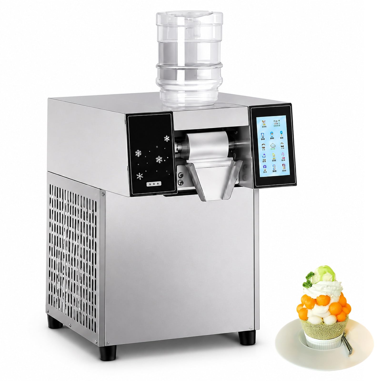 JIYINGHUI Professional Shaved Ice Machine, Commercial Snowflake Ice Machine, 180-400kg/24h,3s Quick Ice Output, Touchscreen Control, Low Noise 40dB, Ideal for Dessert Shop & Food Truck HS240Kg
