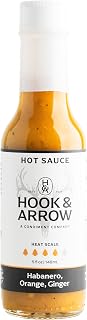 Habanero, Orange and Ginger Hot Sauce by Hook & Arrow 5 oz Award Winning, Low Sodium, Gluten-Free, Paleo, Vegan, Low Sugar, Low Carb Hot Sauce - 5 fl oz