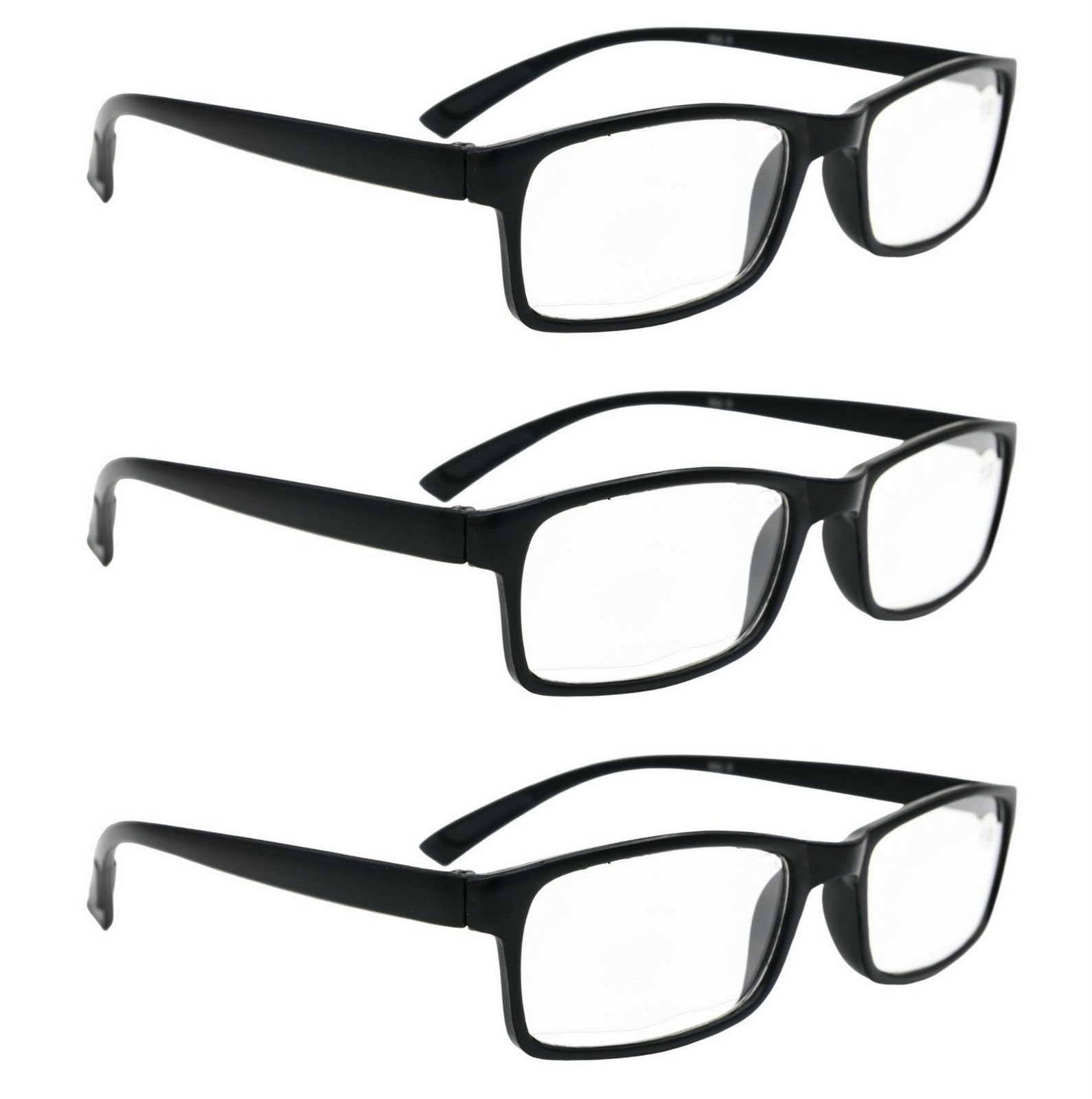Fads & Fashions Unisex All Black 3 X Pairs Ultra-Lite Bendable Tr90 Material Reading Glasses 13 Lens Strengths Available In 4 Colour Designs Rg9 (, 3.25, X)