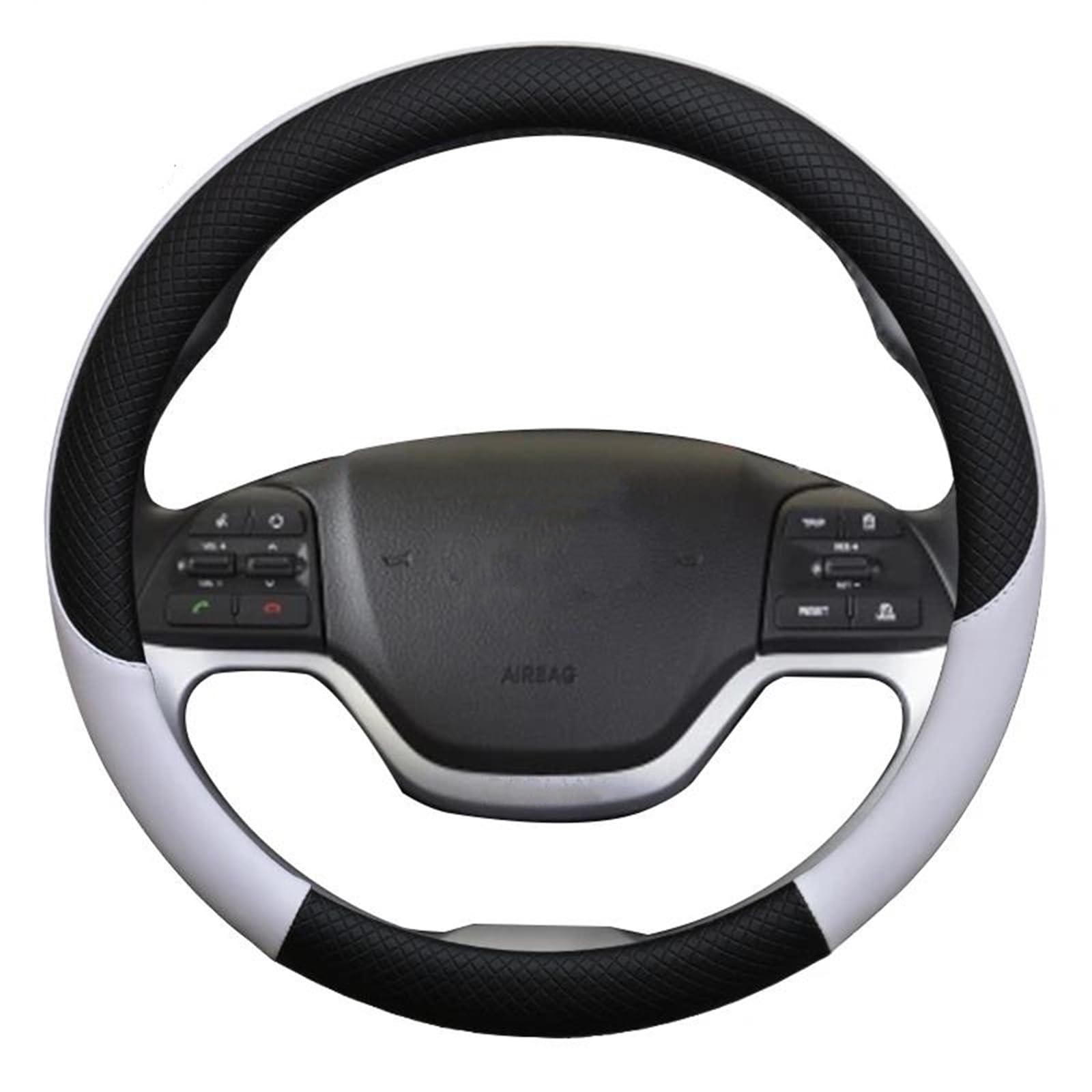 Brązowy antypoślizgowy skórzany pokrowiec na kierownicę do Kia Picanto (38 cm) - Akcesoria samochodowe do wnętrz