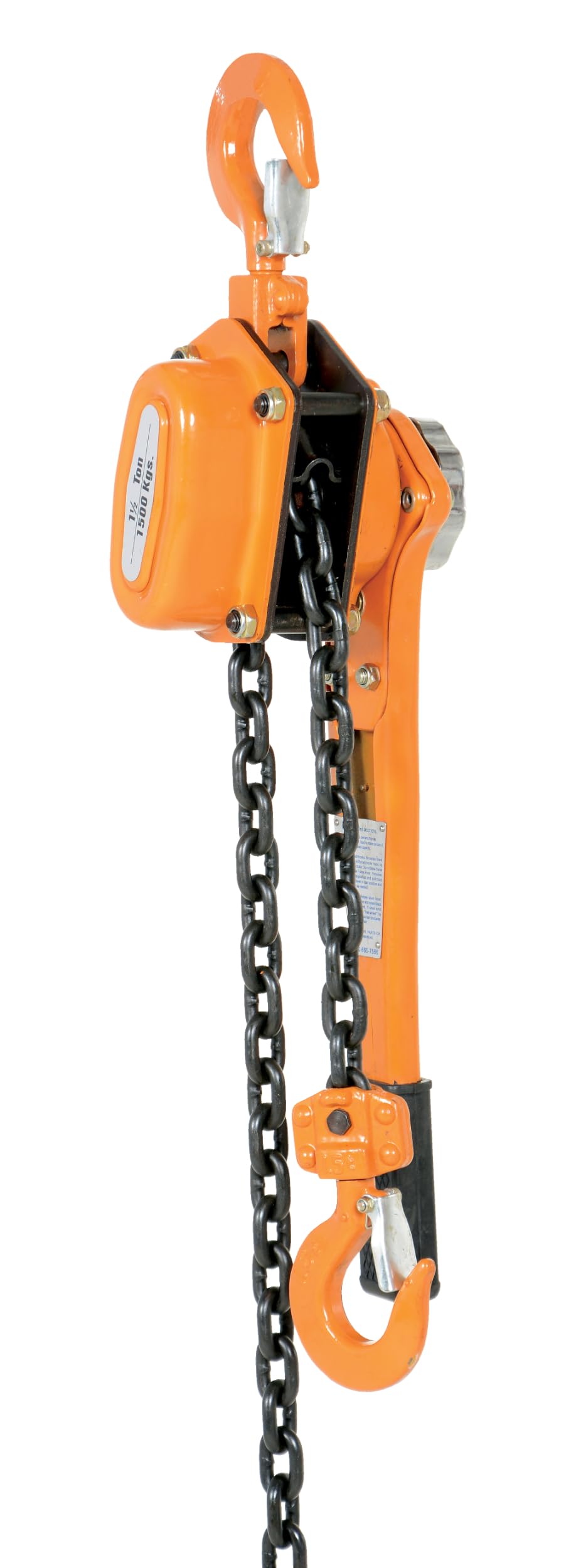 Vestil ELH-30-5 Economy Lever Hoist, Hook Mount, 3000 lbs Capacity, 5' Lift Height, 15" Headroom, 16" Lever Length
