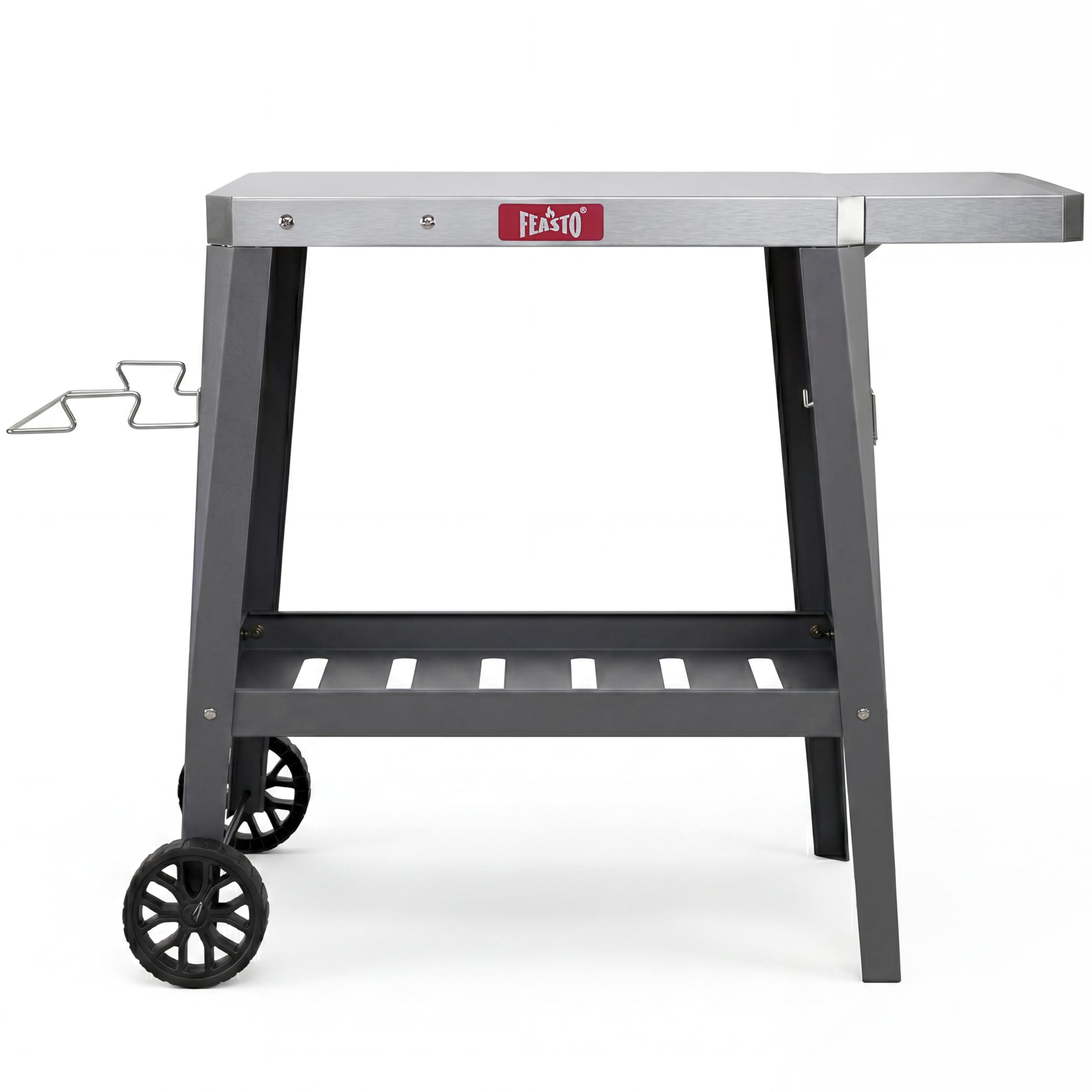 Feasto Grillwagen mit Klappbarem Beistelltisch, 95x67x80cm, grau