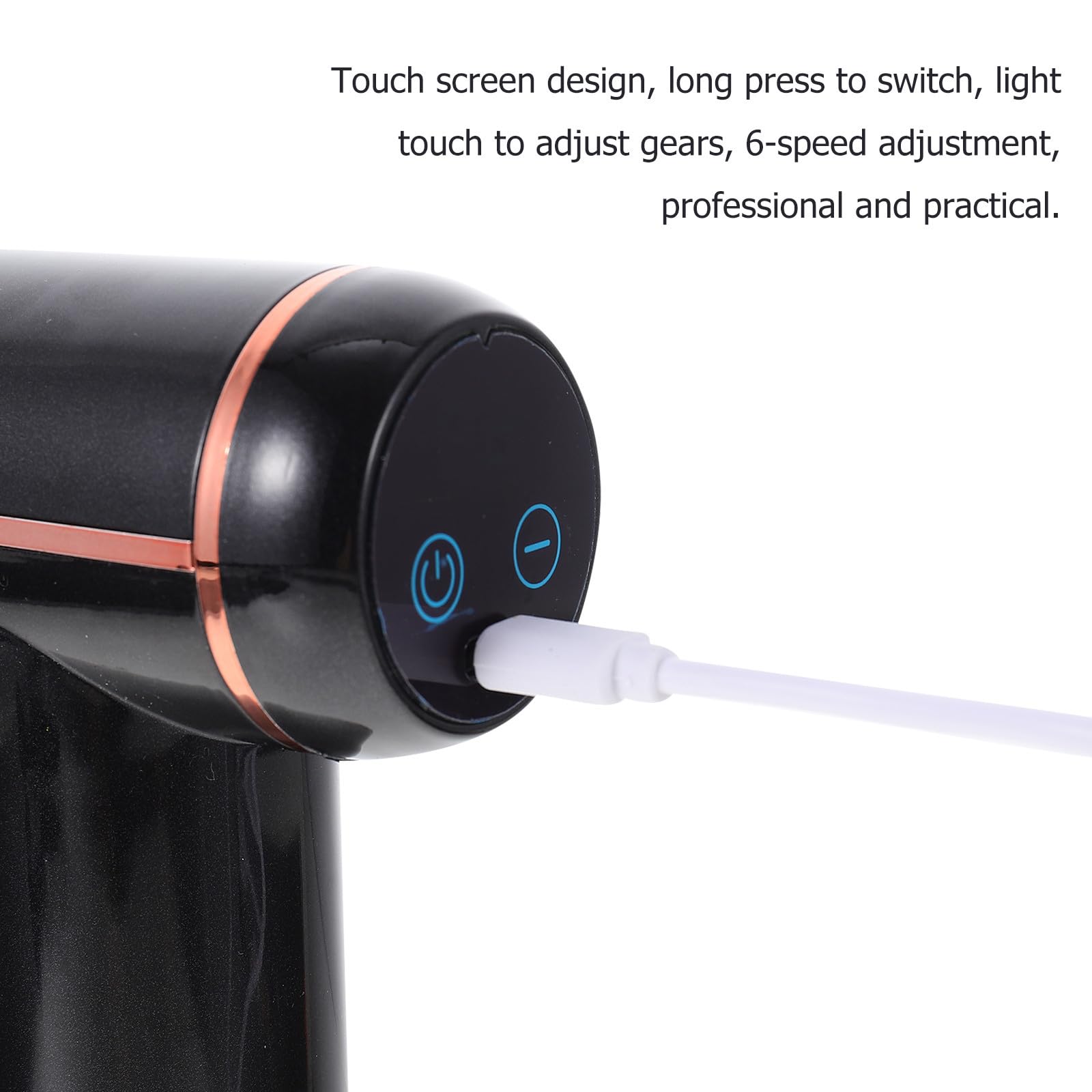Kleiner USB Massagepistole Muskelentspannungsgerät 1800mah 1 Satz | Schwarzes Kunststoffgehäuse, 4 Massageköpfe Enthalten, Tragbar für Reisen dem Training