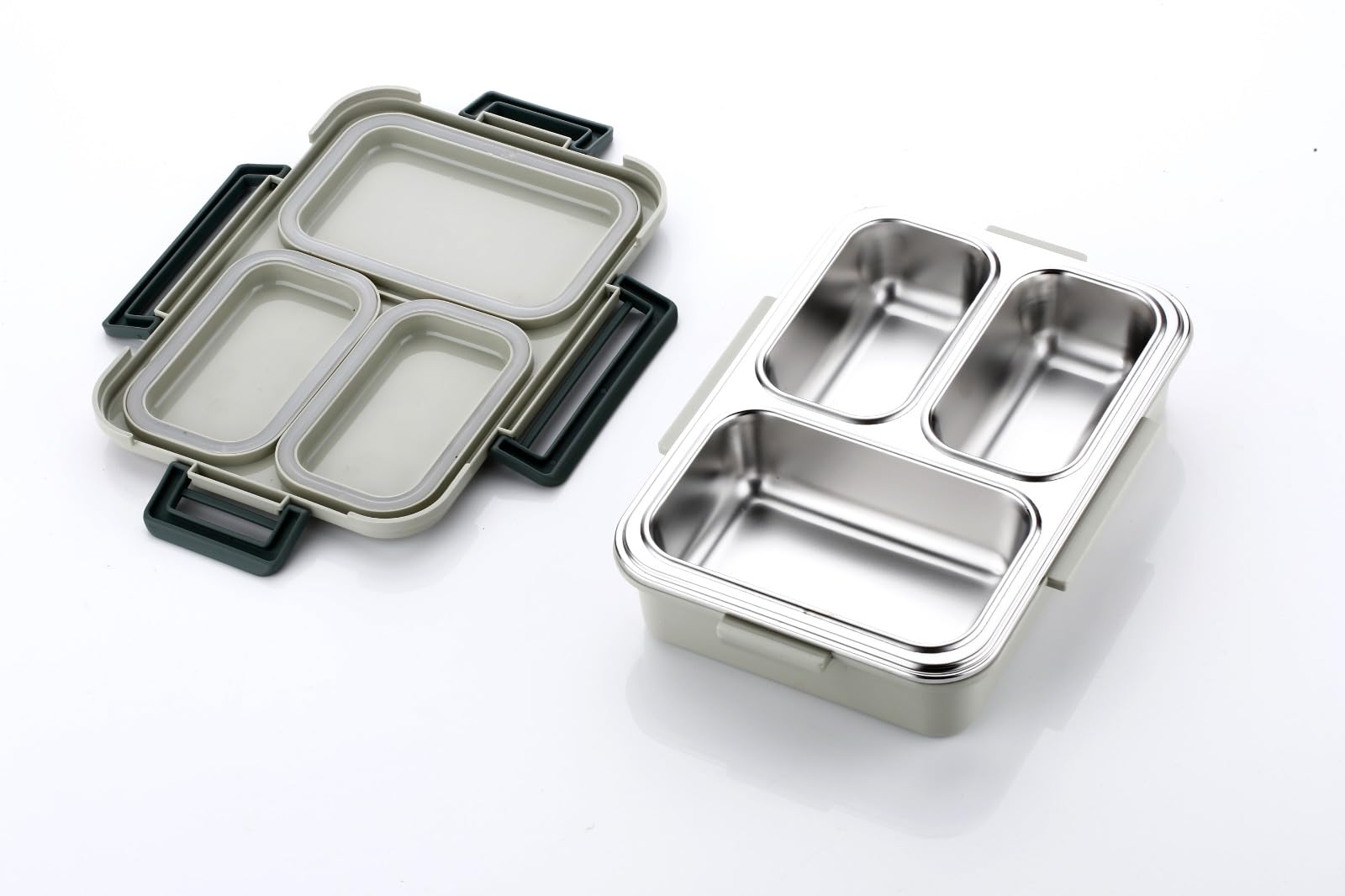 TEC TAVAKKAL 3 Compartment Lunch Box, 750ml | 3 Units Insulated Lunch Boxes |Stainless Steel Lunch Box for Kids | Leak-Proof Snacks Tiffin Box for School (3 Compartment Insulated Lunch Box Green)