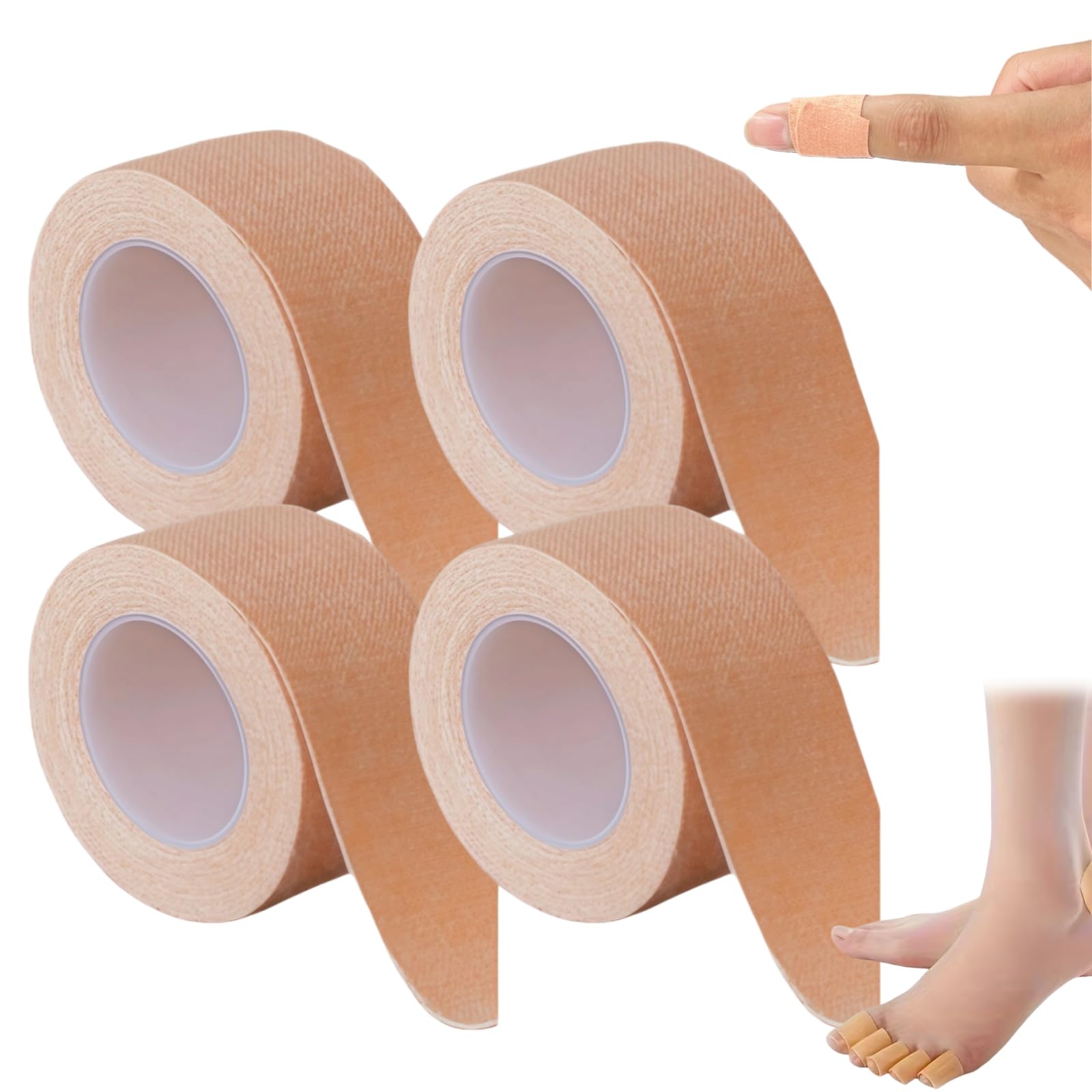 4PCS Self-Adhesive Wrap Tape,Body & Finger Tape,Self-Adhesive Bandage,Sticky Bandage,Fabric Plaster Roll,Skin Tape for Body Care,Bandage Wrap for Dressings,Plaster Roll,Fabric Strapping