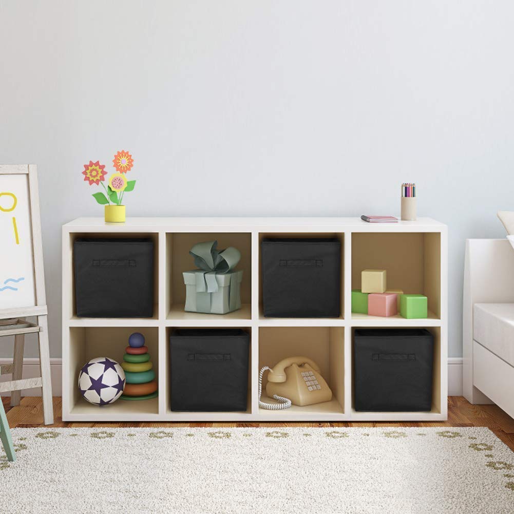 Aufbewahrungsbox Schwarz, 6er-Pack Faltbare Aufbewahrungskiste Kallax Boxen Korb Aufbewahrung mit Griffe für Wäsche Spielzeug Bücher CDs Schrank Regal Spind 26.7 x 26.7 x 28cm