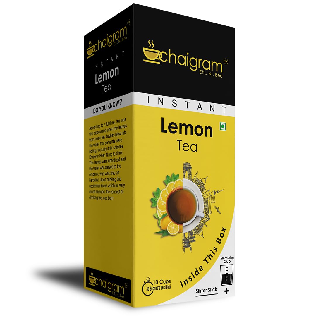 Chaigram Lemon Tea Instant Tea Premix | LowSugar | 10 Sachets (140g) |Lemon Flavor| Convenient Powdered Tea Mix for Quick Brewing| Easy Pour Powder| immunity booster | anti cancer properties |Natural ingredients| 30 sec ready tea (B0BWZ3DYH9) Amazon Price History, Amazon Price Tracker