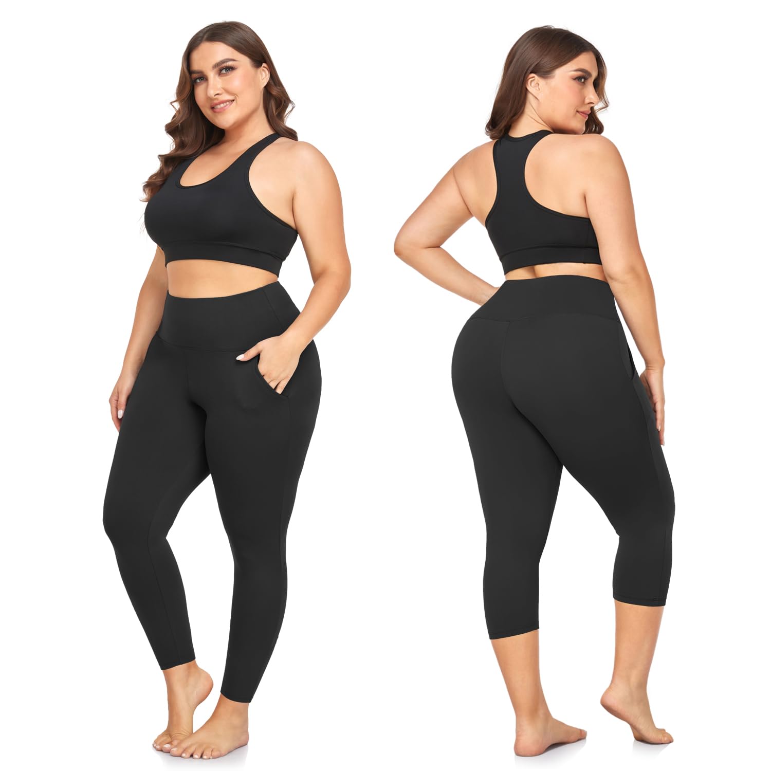 FULLSOFT 3 Pack Plus Size Leggings with Pockets for Women-High Waisted Tummy Control 1X-4X Soft Yoga Pants for Workout(3 Black 3X-Large)