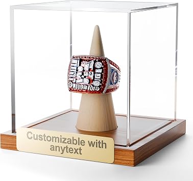 Championship Ring Display Case with with Custom Engraving, Sports/Baseball/Single/Replica/Softball Ring Display Sports Fan Souvenirs, Graduation Gift, Memorial Keepsake