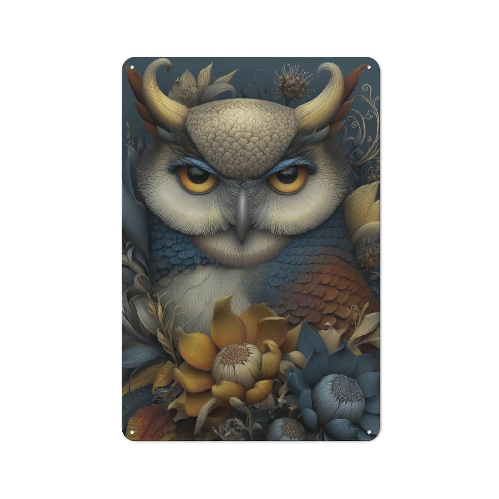 Kitchen Metal Sign with Owl Majesty Design 30x20cm, Cosy Kitchen Wall Decor for Coffee Bar, Kitchen, Bistro Or Tea Corner