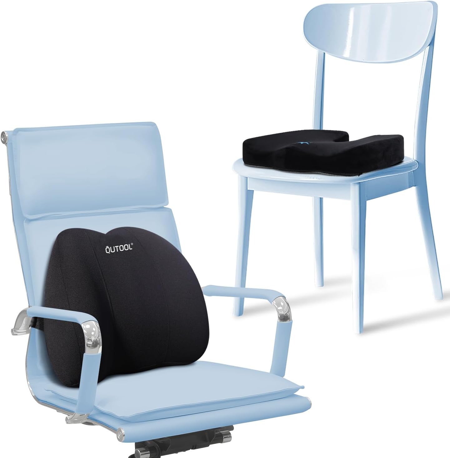 QUTOOL Lumbar Support Pillow for Office Chair & Seat Cushion for Dining Chair