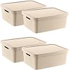 Smartware Set of 4 Stafi Multi-Purpose Lid Box Latte 12 LT - LATTE, Multi-Purpose Lid Box, For Home-Office-Warehouse, Lid Storage Box