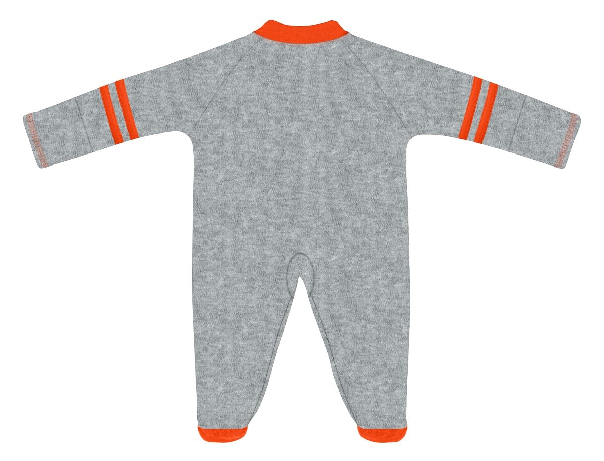 Creative Knitwear College Baby Infant Sports Shoe Footed Romper Long Sleeve- Clemson Tigers Logo, Oxford/Orange, Size 6-9 Months