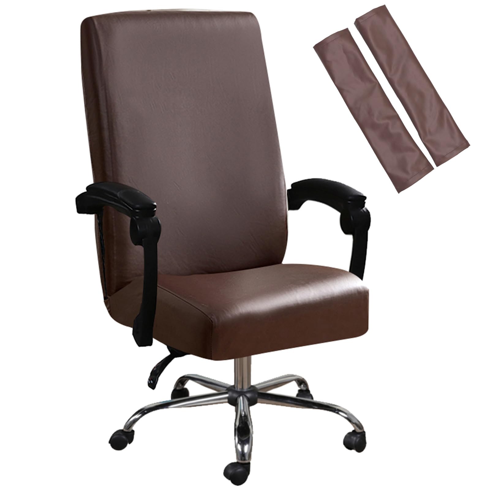 Amazon.com: Shukii Waterproof Office Chair Cover+Arm Cover PU Leather ...