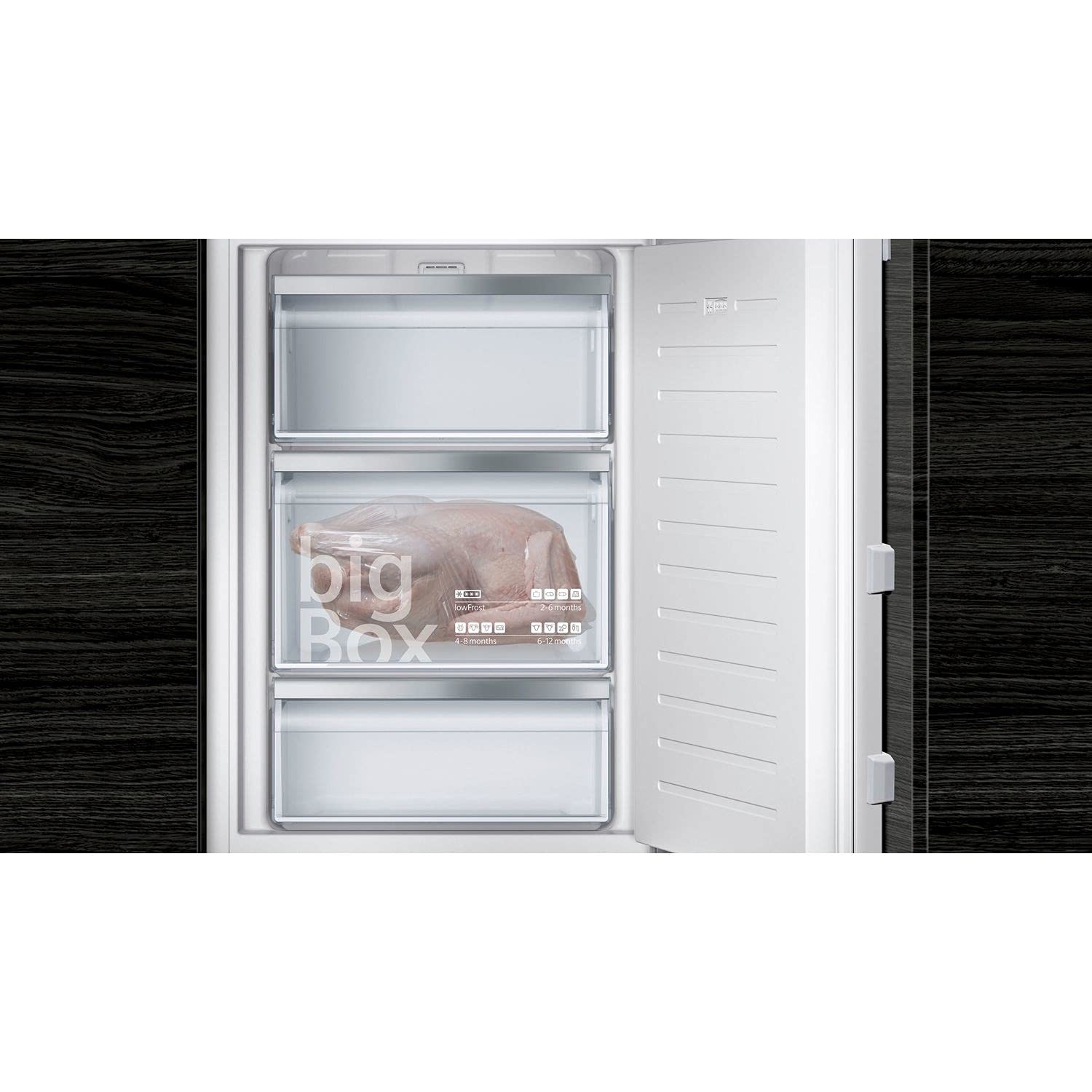 Siemens GI21VAFE0 iQ500 - Congelador empotrado (E, 176 kWh/año, 96 l, baja congelación, gran caja, iluminación interior LED, bisagra plana)