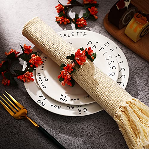 12 Pieces Thanksgiving Fall Napkin Rings Flower Napkin Ring Holders Harvest Serviette Buckle Rings Thanksgiving Theme Dinner Table Rings For Thanksgiving Holiday Kitchen Dinner Table Accessories #TOP2