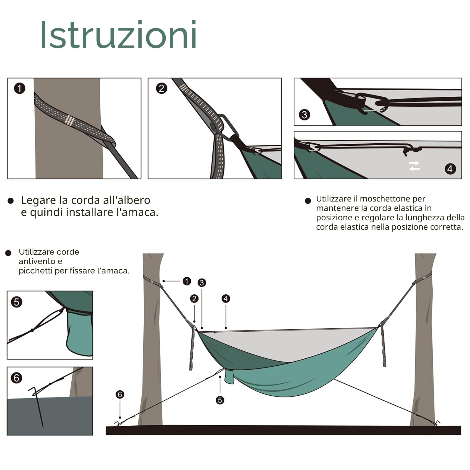 Amaca da Campeggio 300kg Nylon Asciugatura Rapida Outdoor Giardino