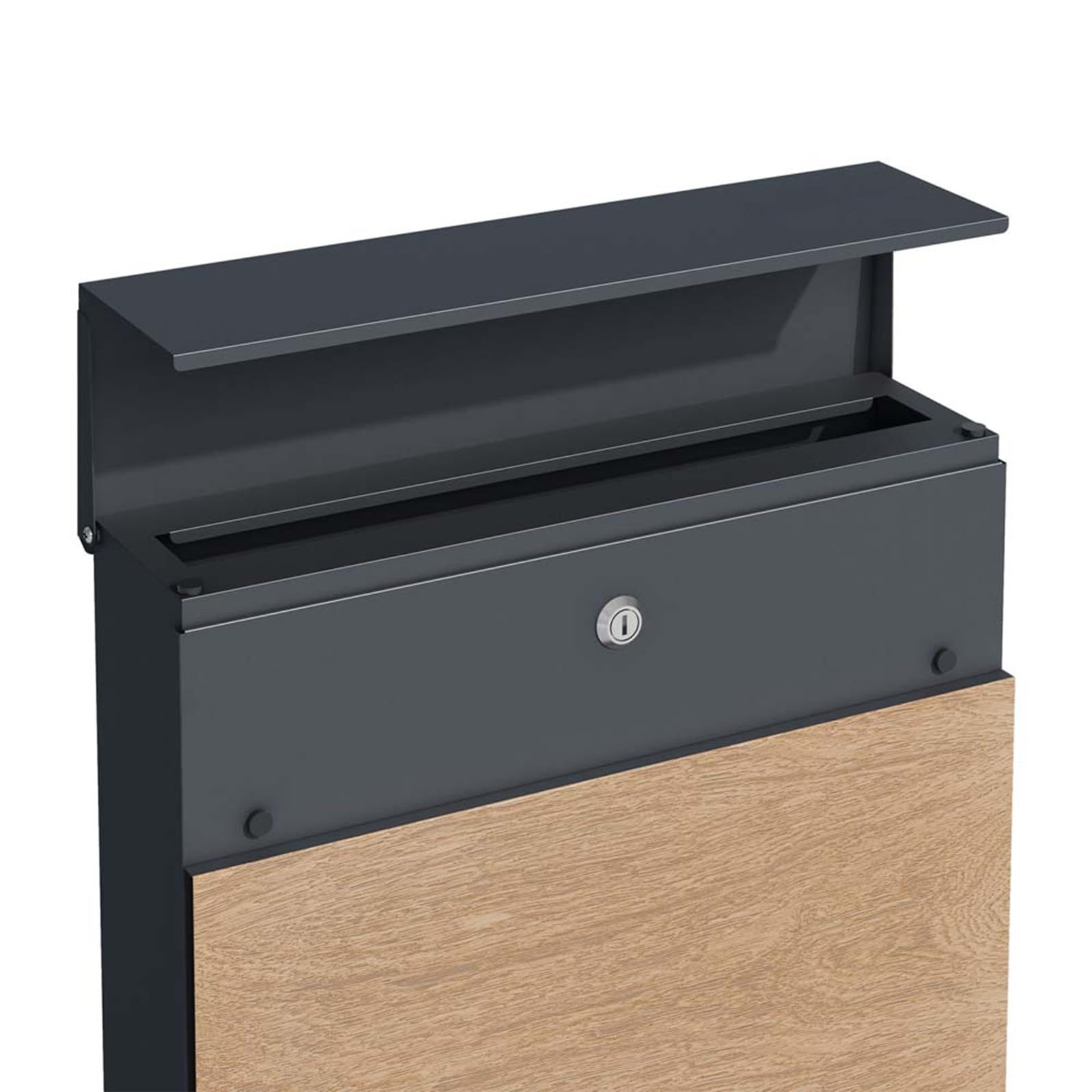 SCHARTEC Buzón SPB-6 de madera, diseño claro y antracita, con compartimento para periódicos, moderno y grande, buzón de pared