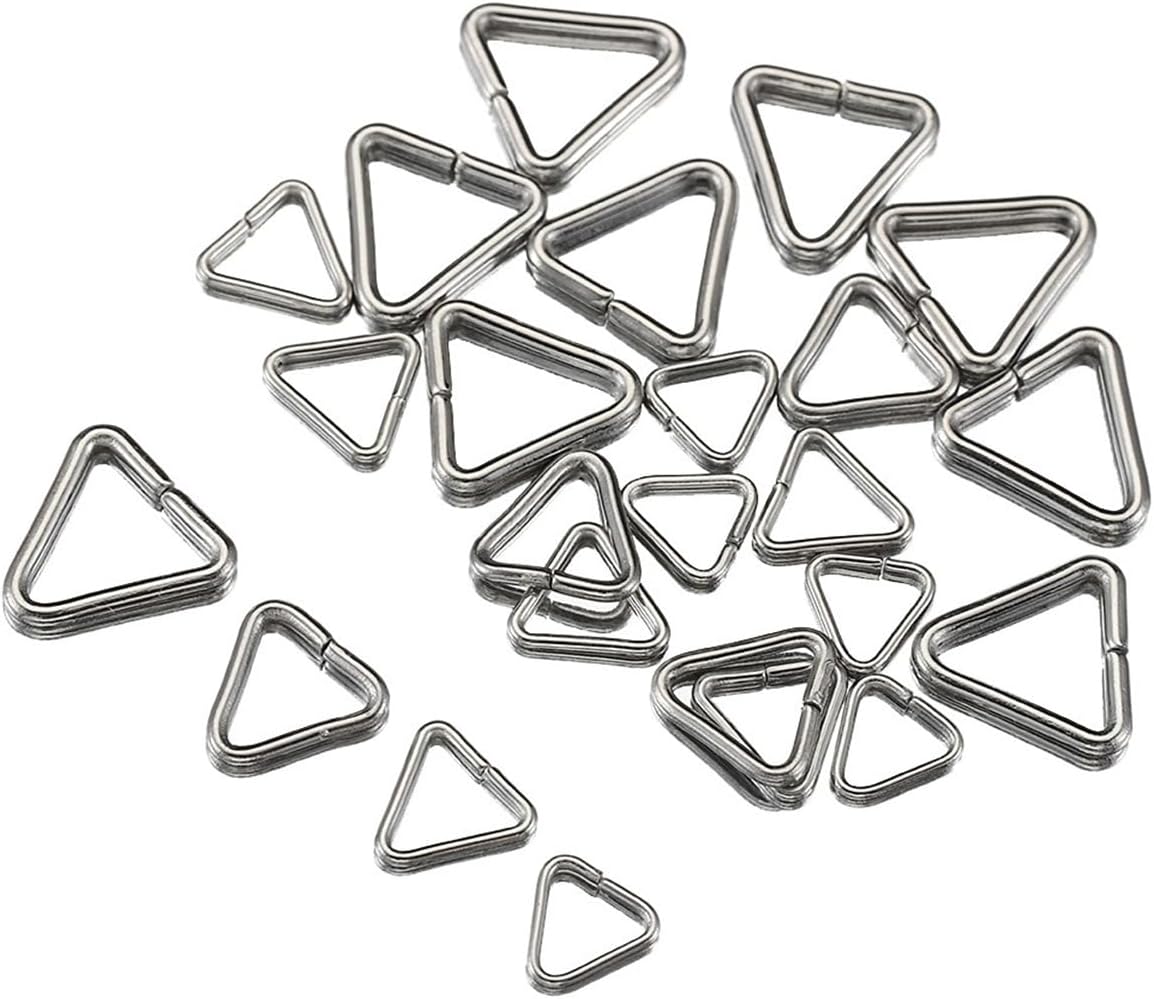 100 Pcs Metal Triangle Jump Rings Bulk Stainless Steel Triangle Loop Connector Triangle Buckle Clasps Connectors Clasps Hooks for Jewelry Making Earring Pendant Bracelet Keychain, 10mm