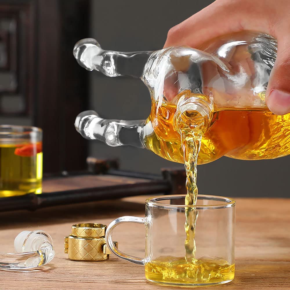 Decantador de whisky para gatos, botella de whisky de animales de vidrio sin plomo, decantador de licor de 750ML para whisky, vodka, whisky escocés, ron, regalo de Tequila para amantes del vino