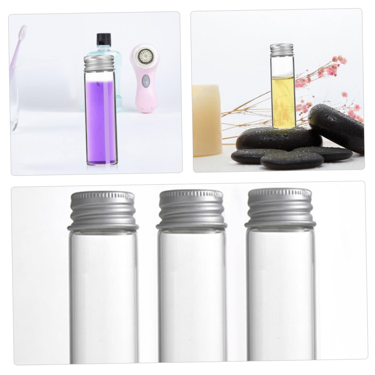 Glasfläschchen Transparente Kleine Fläschchen 30 Stück Einfache Beobachtung und Hohe Dichtigkeit mit Aluminium Schraubverschluss 50ml für Laborproben und Selbstgemacht Projekte