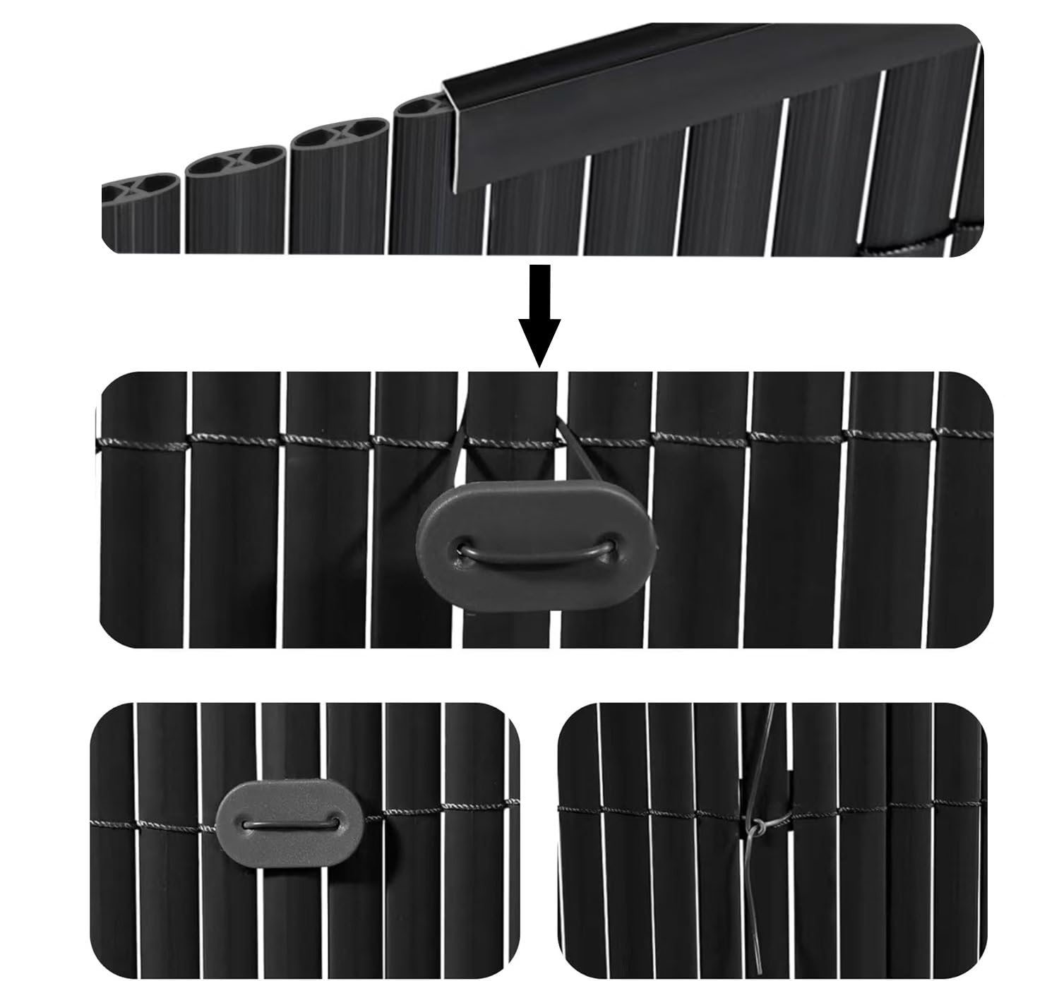 JORON Sichtschutzmatte PVC Sichtschutzzaun Sichtschutz Windschutz für Garten Balkon Terrasse - 120 x 400cm | Anthrazit