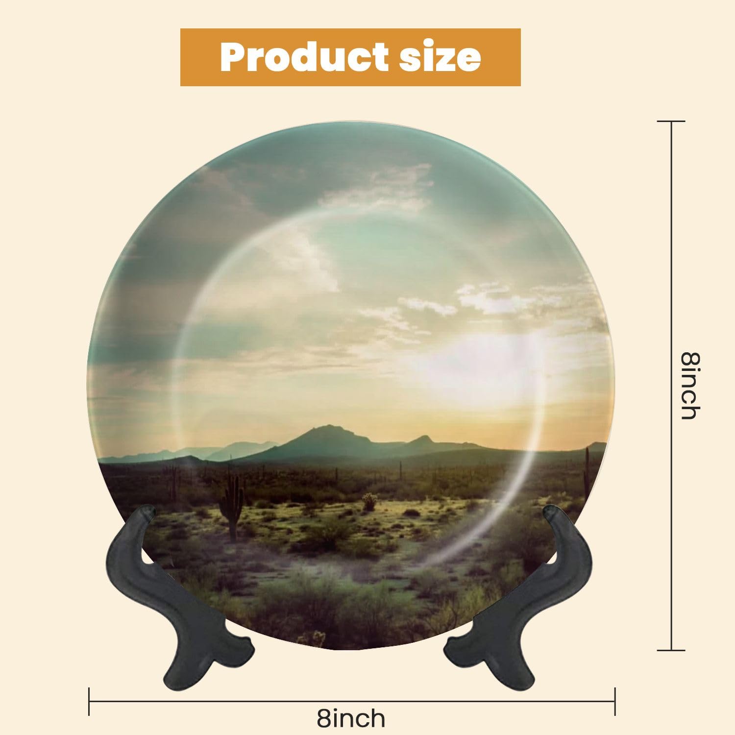 Decorative Plates for Display sunset Sonoran Desert Gift Plates Ceramic Collections Plates Hanging Artwork for Living Dining Room Kitchen Souvenir