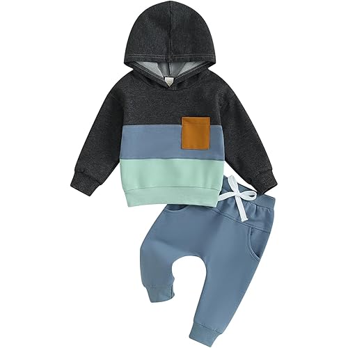 Baby Boy Clothes 6 12 18 24M Pants Set Long Sleeve Contrast Sweatshirt Fall Winter Infant Outfits