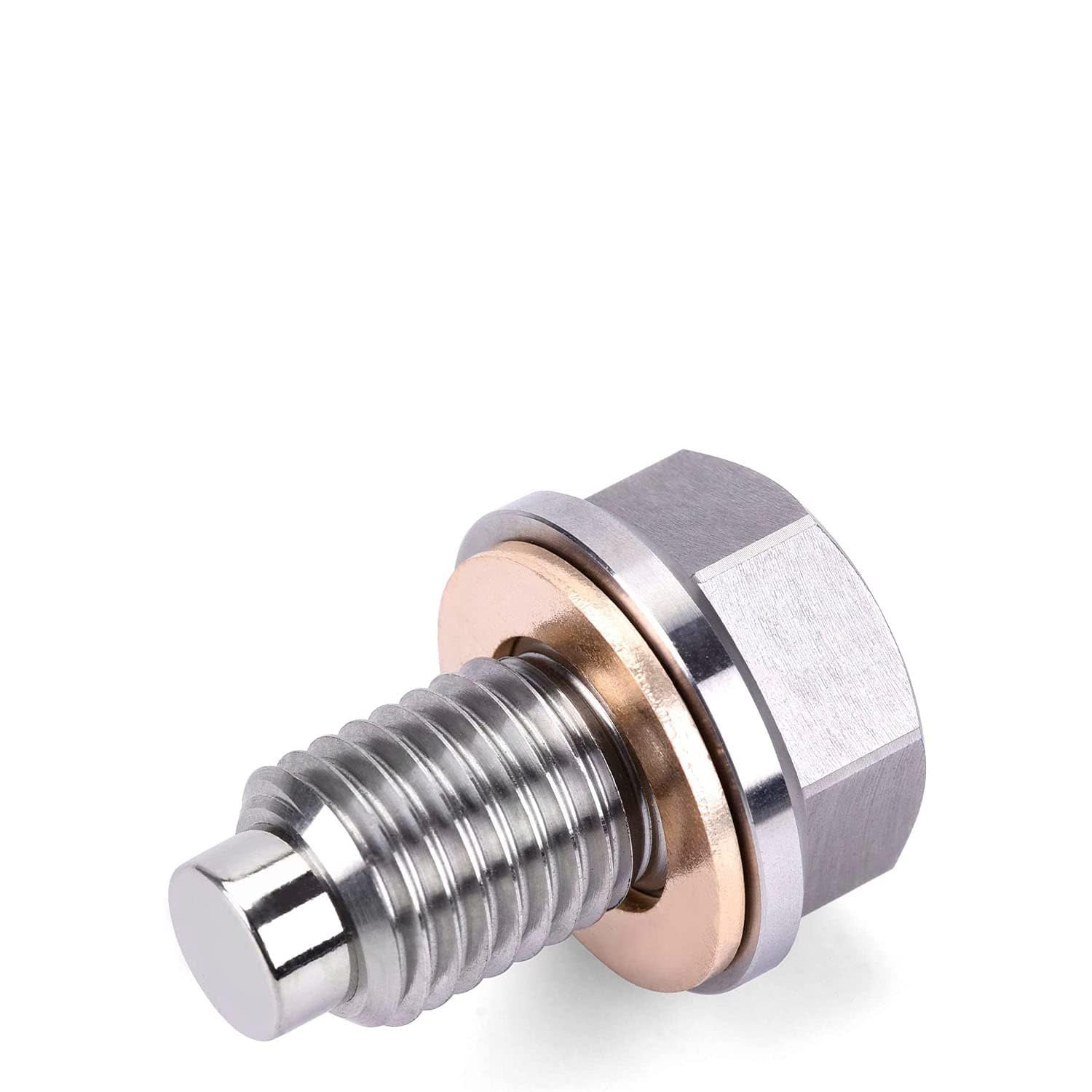 NALACAL Stainless Steel Sump Drain Nut Bolt, 1 PC M14x1.5 Magnetic Oil Drain Plug, Universal for Most Cars Ford Motorcycle Boat Leak-proof Replacement (Silver)