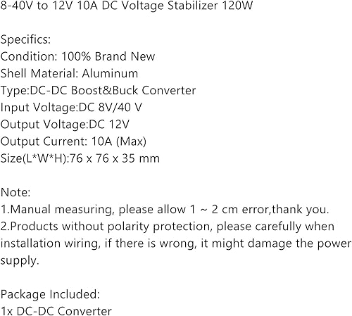 Miniatura 8 de Frezon 8-40 V a 12 V 10 A CC Estabilizador de voltaje regulador de fuente de alimentación impermeable
