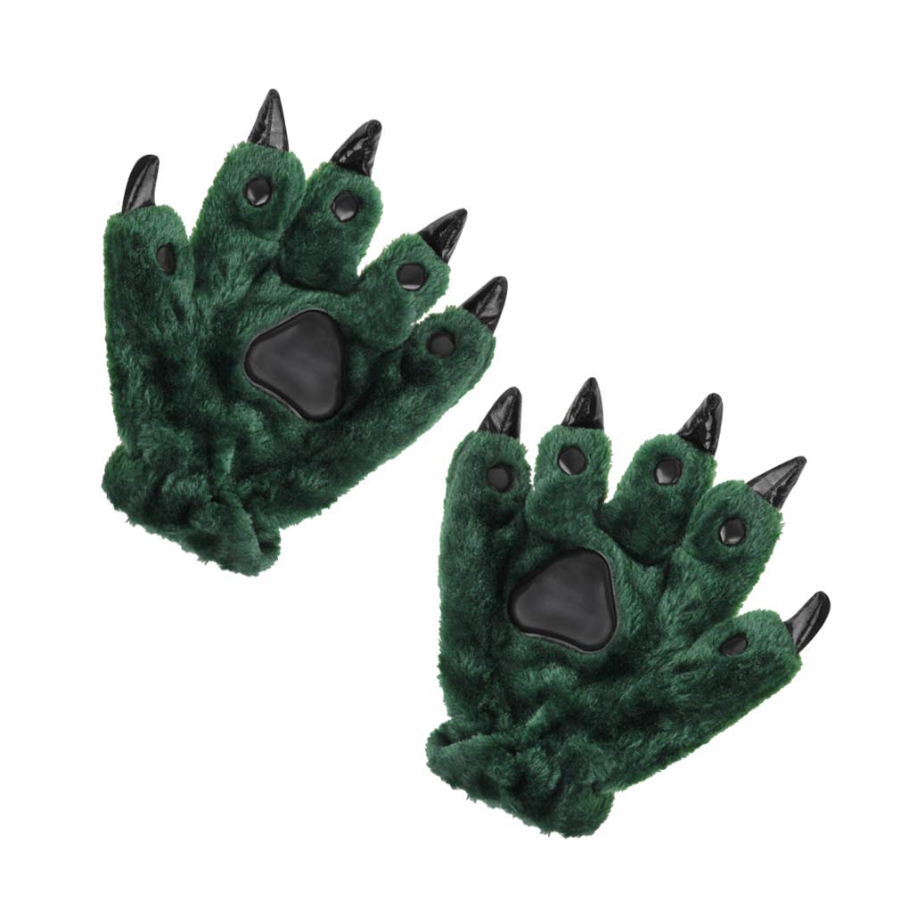 TINAYAUE Cute Halloween Plush Cat Paw Gloves - Dinosaur, Bear, Werewolf Cosplay Props for Men Women - Adults Cartoon Animal Thick Winter Thermal Costume Accessory — image 1