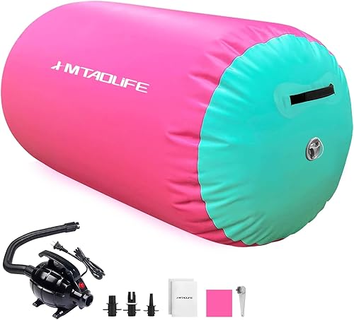 Miniatura 9 de Hmtaolife Colchoneta inflable de entrenamiento de gimnasia para yoga, rodillo de aire para hogar, patio, agua, animadora, 10 pies de largo, 3.3 pies