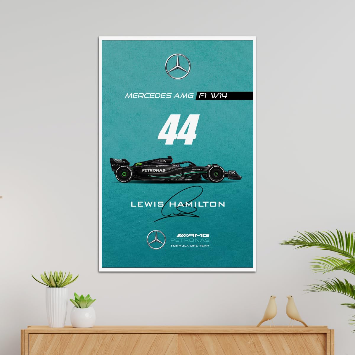 TenorArts Formula One Racer Lewis Hamilton Car Poster F1 Fan Art Print Wall Poster with Thick 300 GSM Matt Finish Paper (18inches x 12inches)
