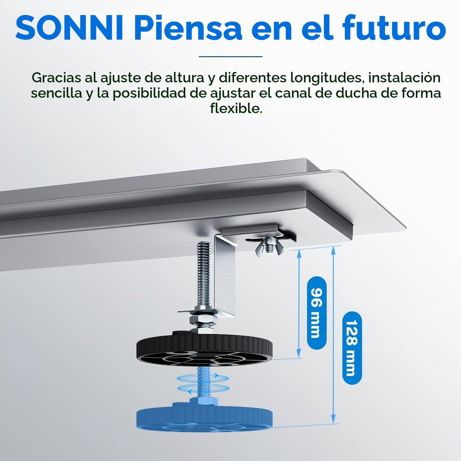 SONNI Canal de Ducha con Tope de Olor,2 en 1 Conjunto Completo de Desagüe de Ducha de Acero Inoxidable con Accesorio de Piso,Doble Cara,y Tamiz de Pelo 60cm