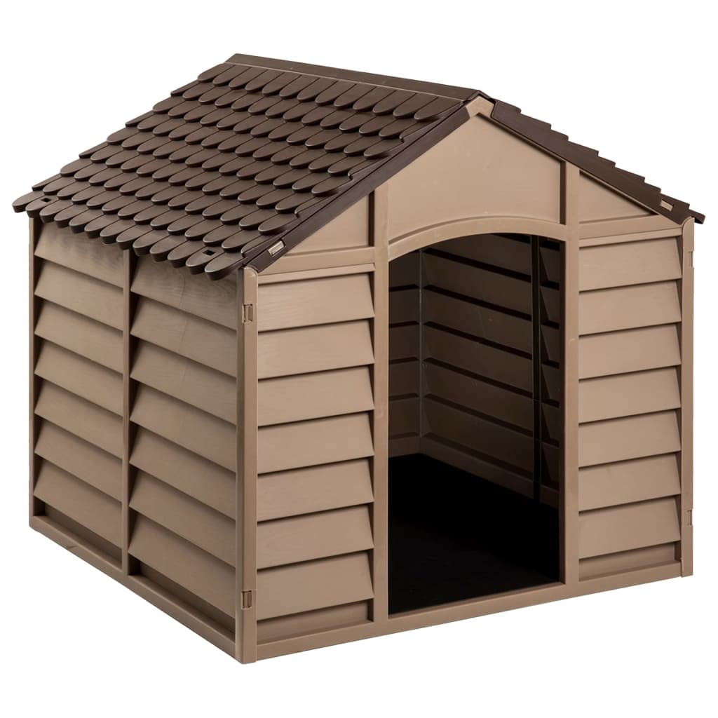 Hundehütte Braun 86x84x82 cm Polypropylen | Regenfestes Dach, Offener Eingang, Leichte Montage, Robustes Material