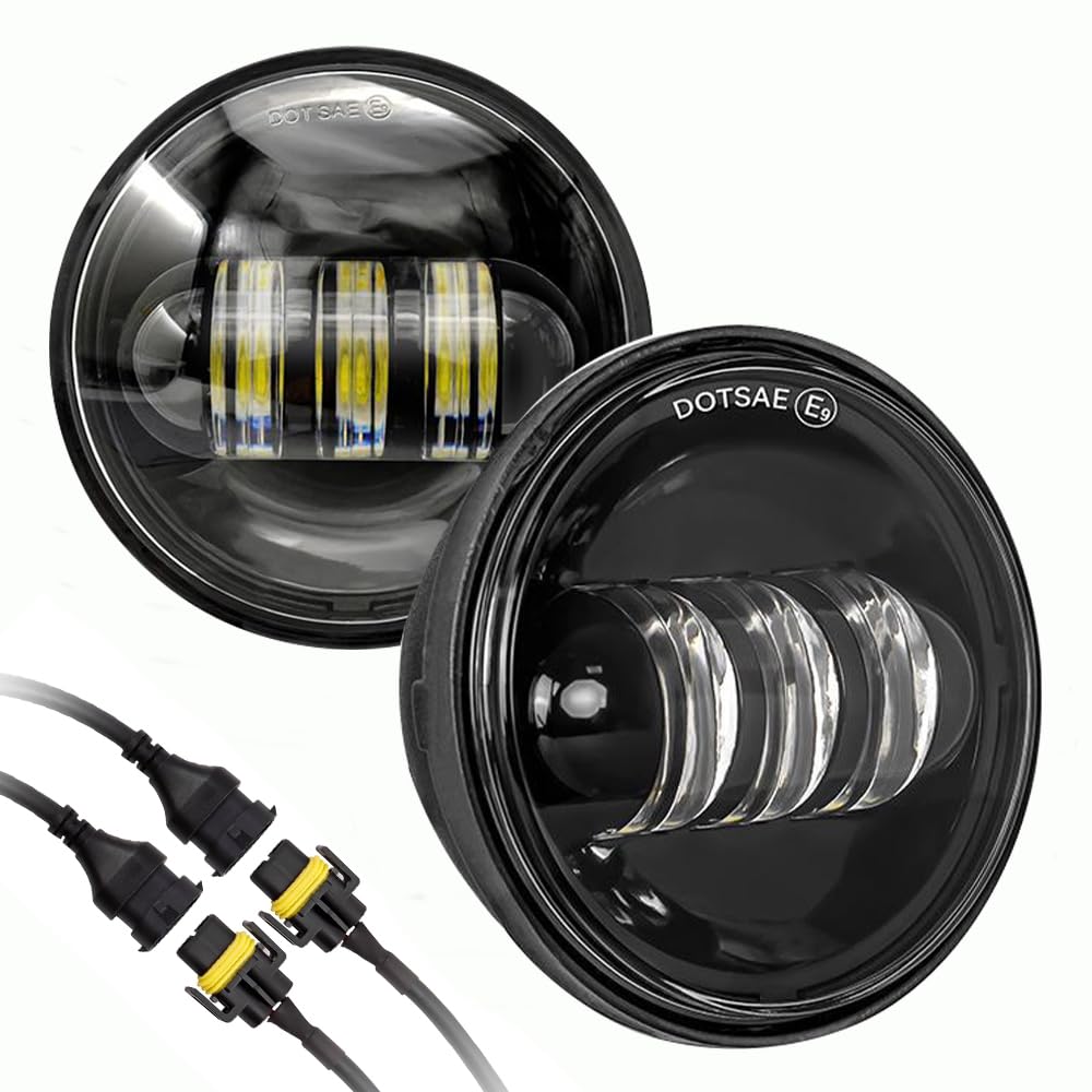 2PCs 4.5 Inch Motorcycles LED Davidson fog Lights for Harley Davidson Road King Street Electra Glide Ultra Limited Special CVO Tri Deluxe Classic Switchback Screamin Heritage Softail Screamin Standard