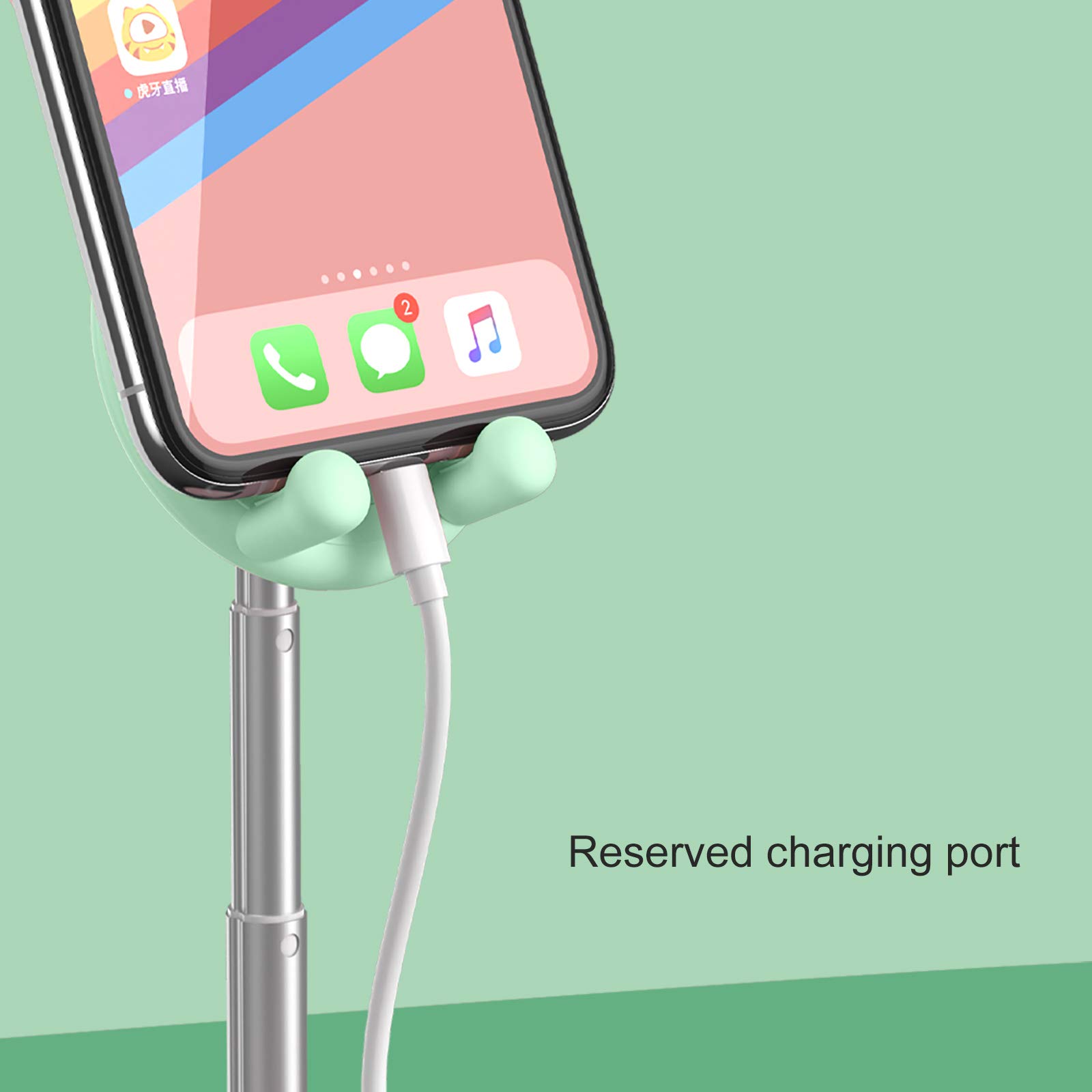 nediea Cell Phone Stand,Angle Height Adjustable Bunny Phone Stand for Desk,Cute Rabbit Phone Holder Stand for Desk, Compatible with All Mobile Phones, Tablets(4-10in) (): Green