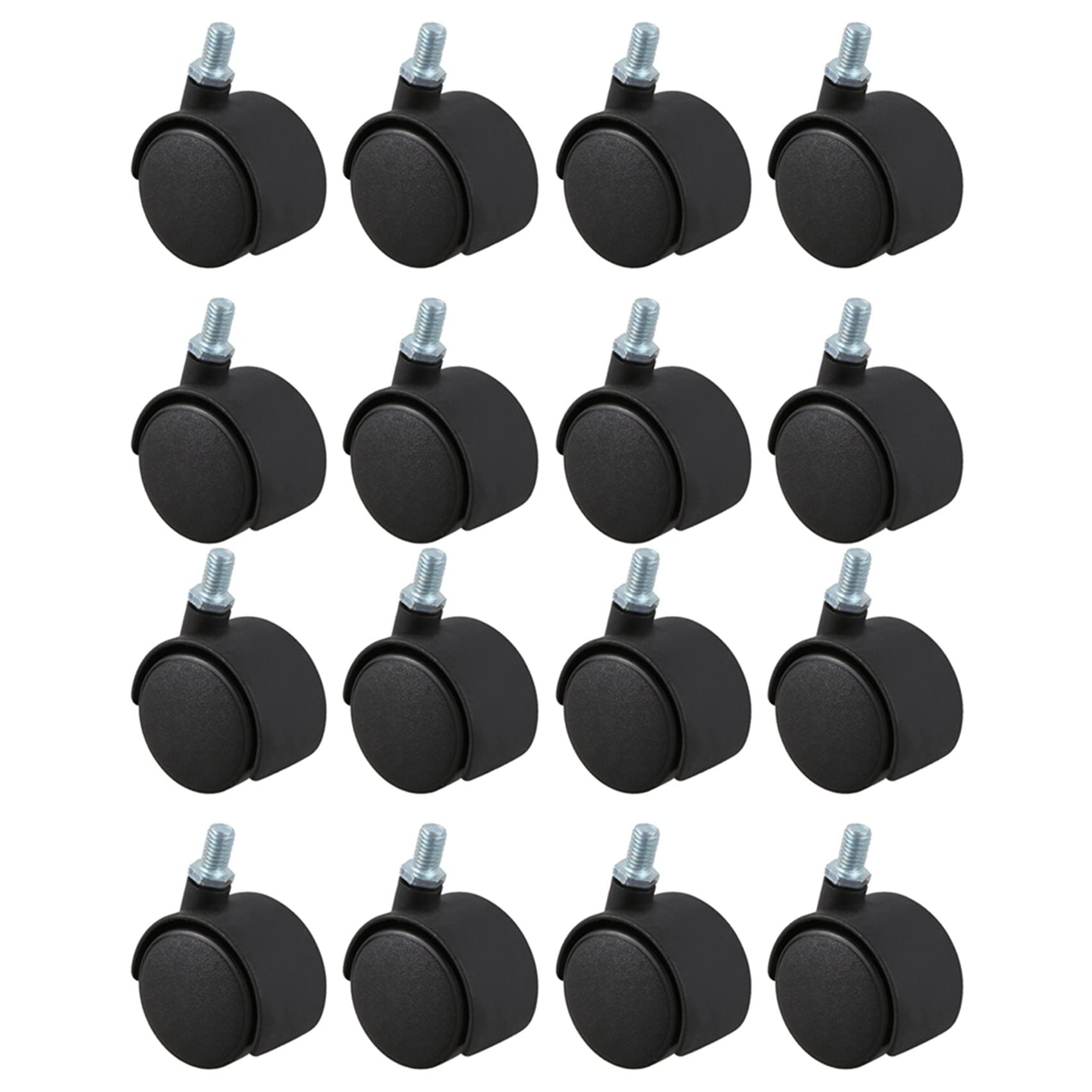 Jnchdghwa Black Plastic Swivel Caster 8Mm Stem 1.5-Inch Dia Wheel 16 Pcs