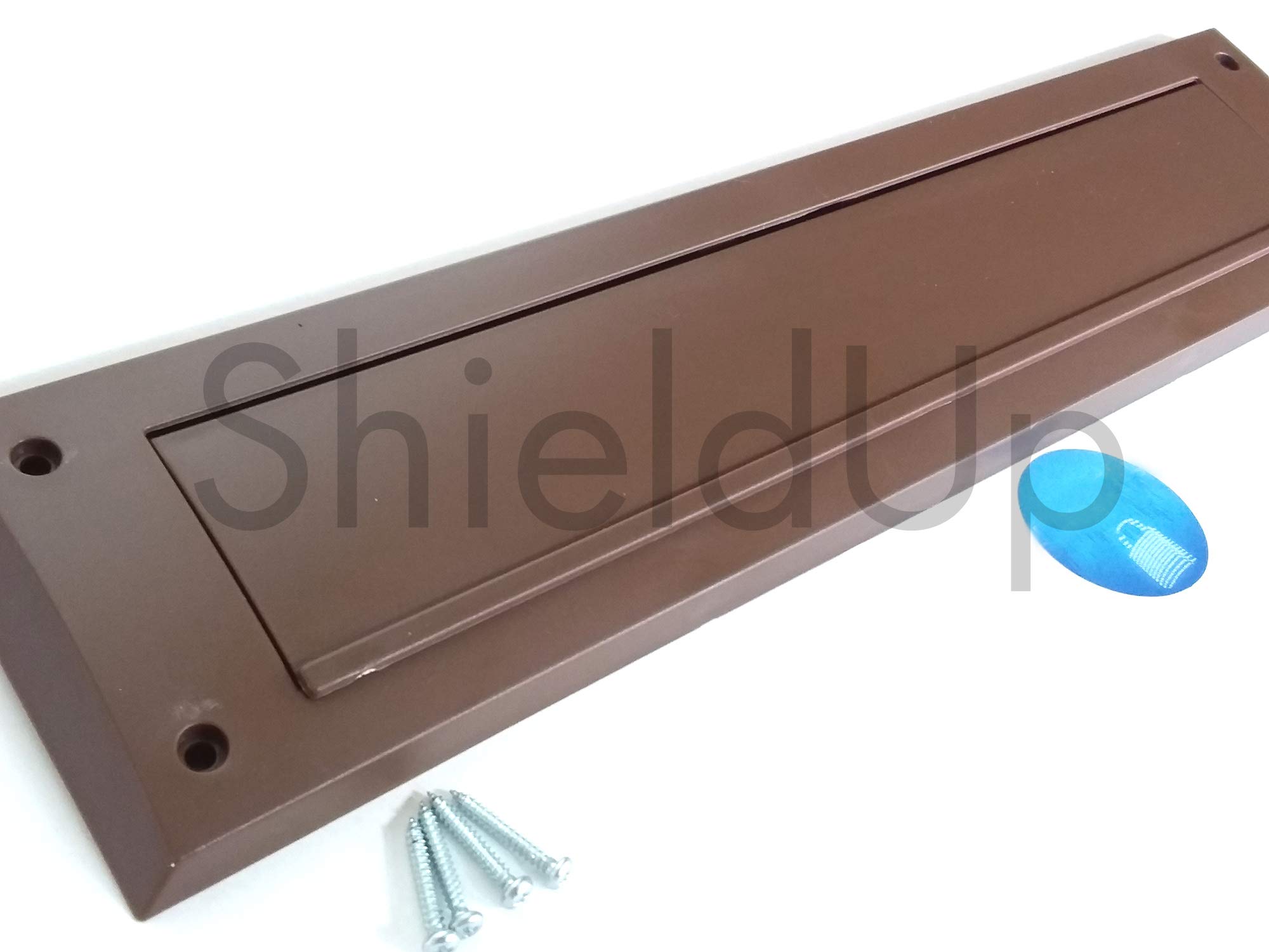 Shieldup Brown Internal Letterbox Seal | Draught Excluder Cover With Flap & Brush | 343Mm X 80Mm