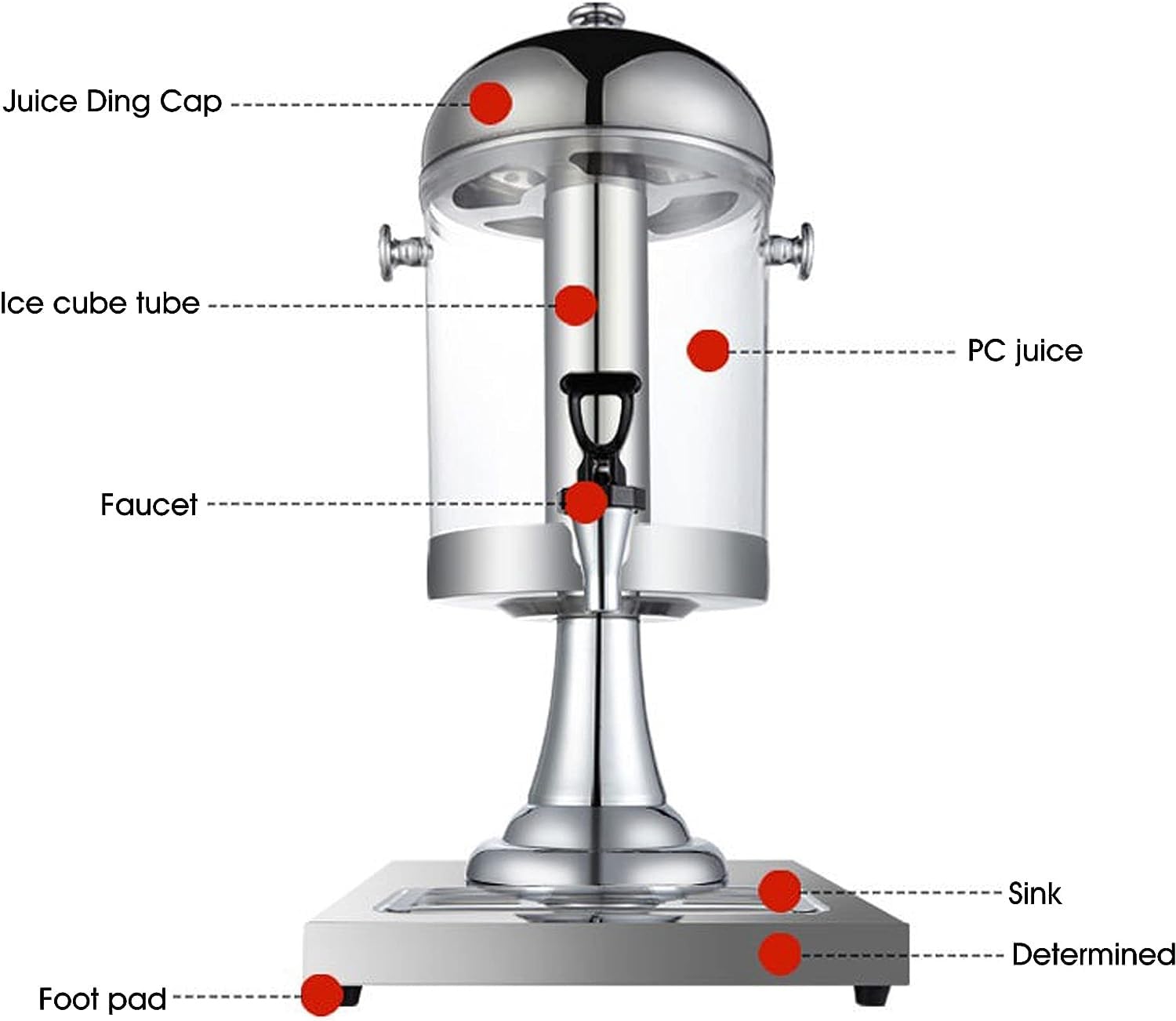 Dispensador de jugo: dispensador de jugo de frutas, leche y bebidas frías, ideal for cafeterías, cantinas, servicios de buffet y más(Silver,16L)