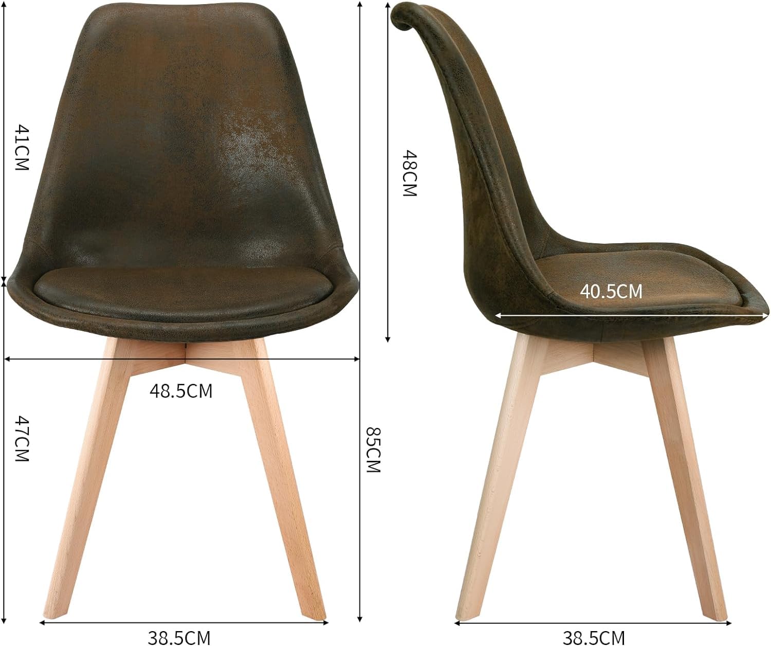 JIJIAN Set di 6 Sedie da Pranzo in Pelle Scamosciata, Sedie da Cucina con Cuscini e Gambe in Legno, Stile Nordico Moderno adatto a Sala da Pranzo, Cucina e Soggiorno, ecc