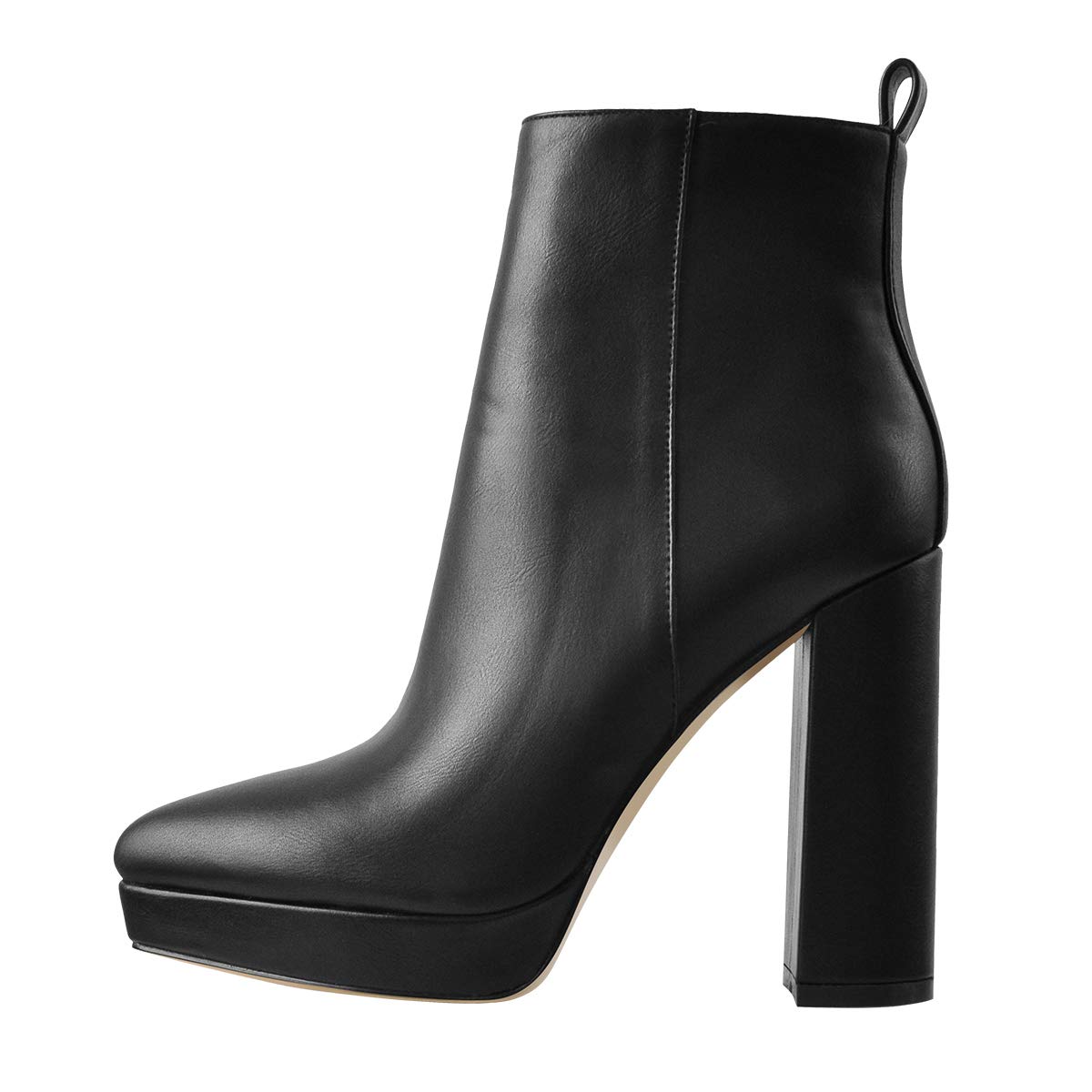 Only maker Womens Chunky Heel Platform Ankle Boots Classic High Heel Booties with Side Zipper for Fall Winter