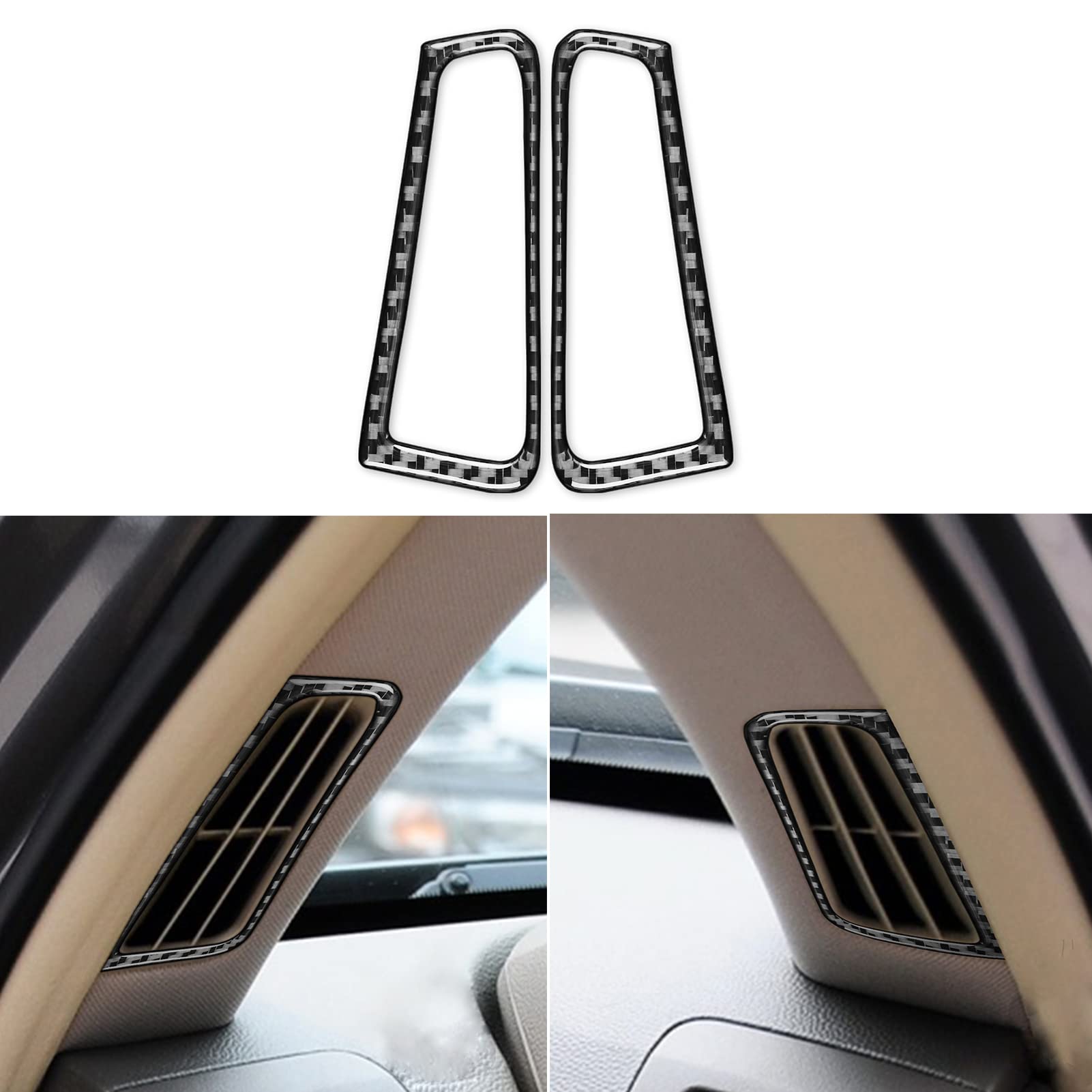 UOADA 2pcs Door Pillar Defogger Vents Frame Carbon Fiber Sticker Cover Kit for Infiniti G37 2008-2013 G35 2007-08 G25 2011 2012 Q60 2014 2015