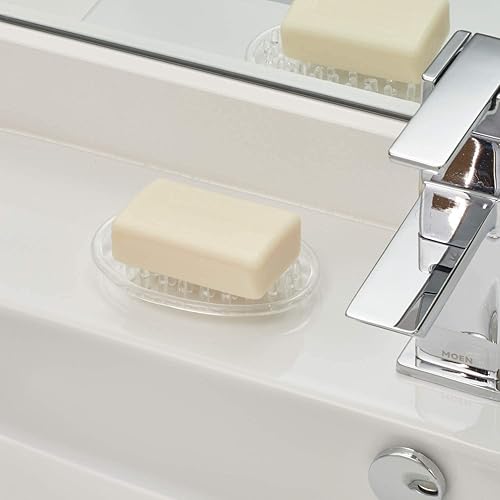 Miniatura 2 de U-K Protector de jabón de plástico, bandeja de soporte para encimera de baño, ducha, cocina, 0.75 x 3.25 x 4.75 pulgadas, transparente