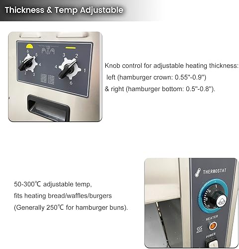 Miniatura 3 de Máquina de tostado de hamburguesas 122.0 F-572.0 F(122F-572F) Máquina de hamburguesa comercial eléctrica de acero inoxidable Máquina transportadora
