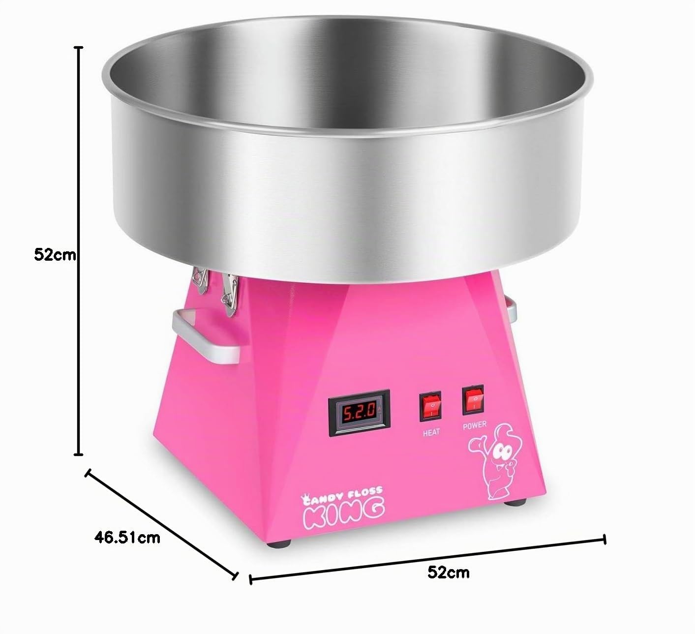 Royal Catering RCZK-1030-W-R Machine a Barbe a Papa Professionnelle (Ø 52 cm, 1200 W, 1 portion / 30 s, Acier Inoxydable) Rose