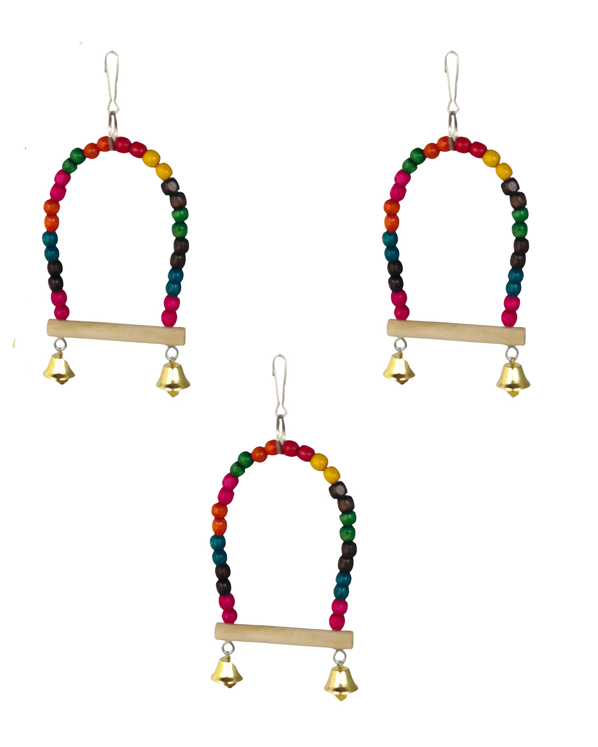 KSK 3-Pic Bird Toys Parrot Bird Swing Toys with Colorful Wood Beads Bells and Wooden Pet Bird Cag Hammock Hanging Perch for Budgie Lovebirds Parakeet Cages Decorative Accessories for Parakeets. (3nos) (B09QLV1GKV) Amazon Price History, Amazon Price Tracker