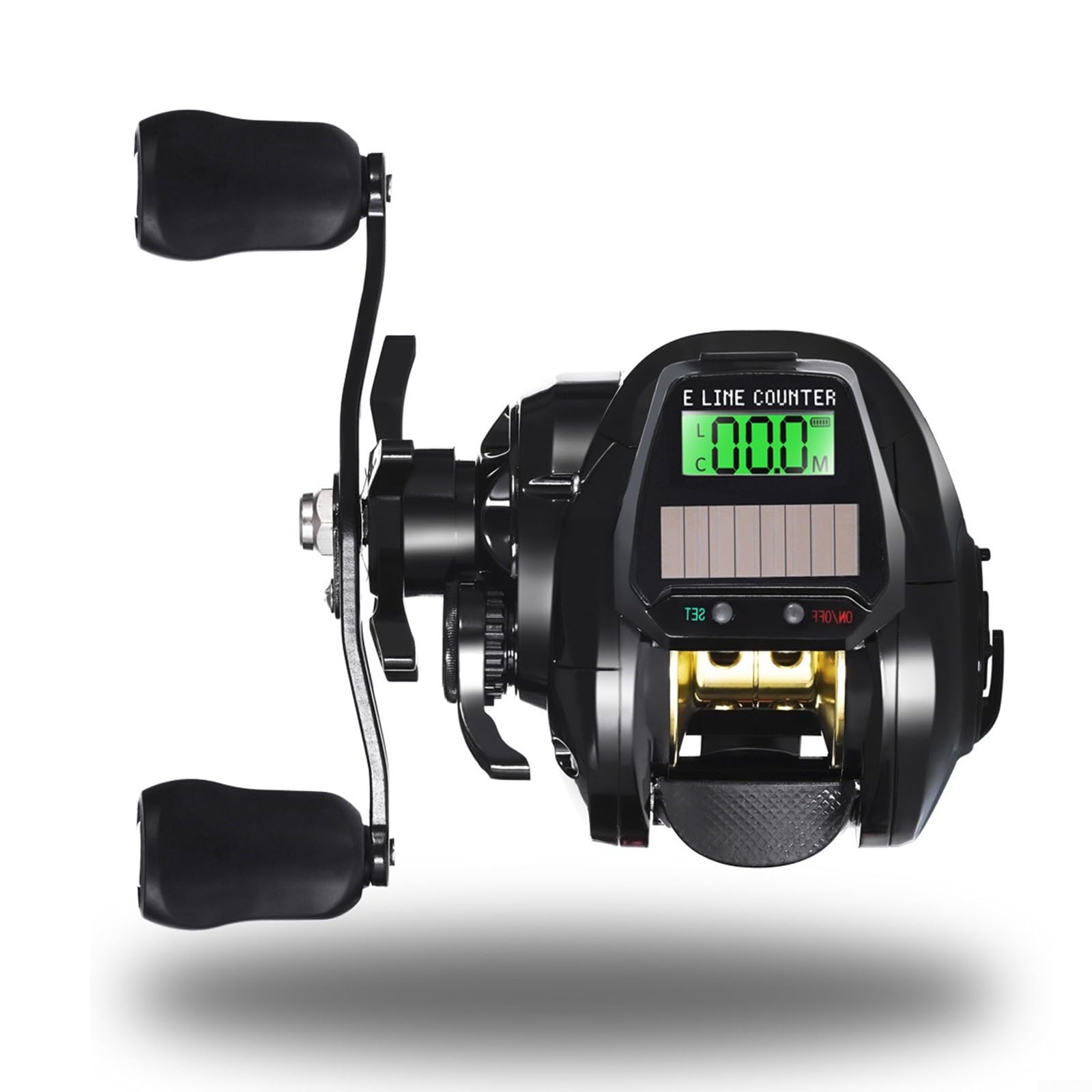Carrete digital de cebo con contador de líneas, recargable por USB solar, relación de transmisión 7.2:1, 7+1 BB, arrastre máximo de 10 kg para pesca en agua dulce y salada